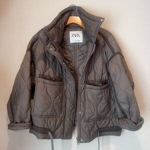 Zara Light Gray Quilted Coat
